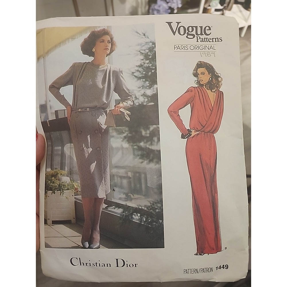 Vtg 1984 Vogue Pattern 1449 Christian Dior Dress Cut Size 10 DIY Craftcore